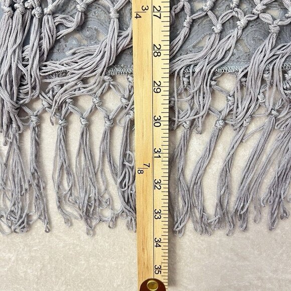 HEM & THREAD Sheer Paisley Duster Kimono Top Cover Burnout Fabric Fringe Blue - Picture 5 of 10